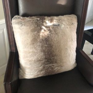 Brown faux fur pillow, rh